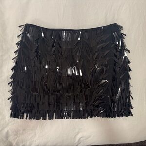 Gianni Bini Black Sequin Fringe Mini Skirt